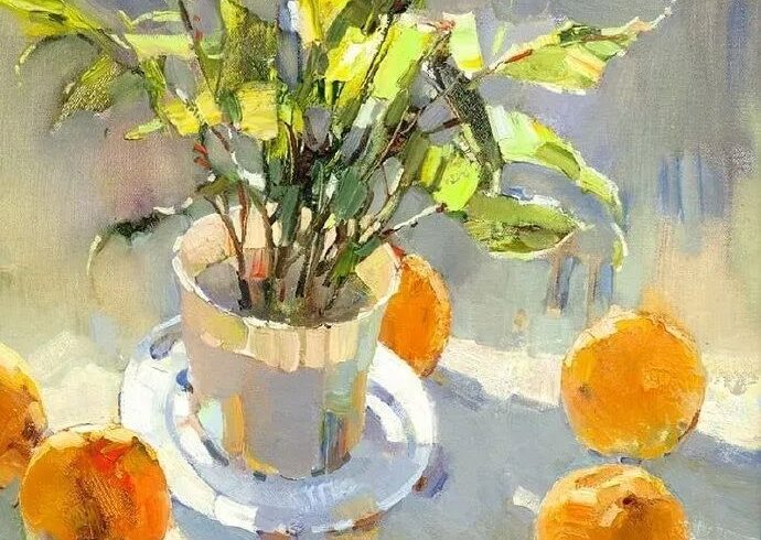 阳光与植物Вероника Лобарева, художник绘画作品欣赏