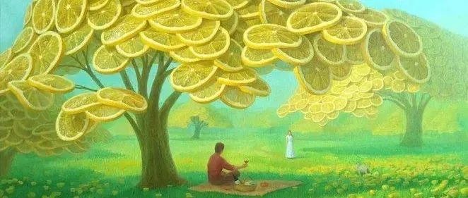 他是柠檬画家，大片的黄色，看得人口水直流