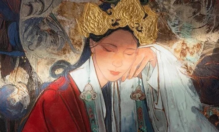 她用岩彩艺术为中国唯一女财神连续八年重现金身！