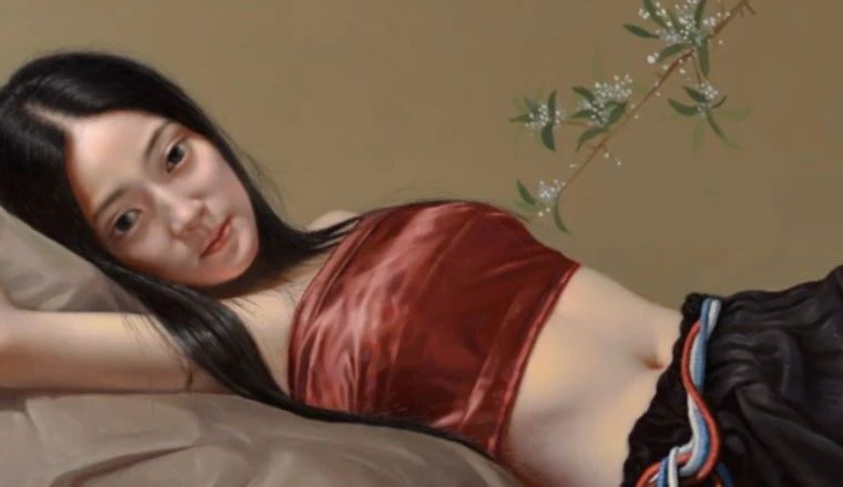 美诺天仙的画中美人，画家苏新的人物油画作品，迷蒙幽远！