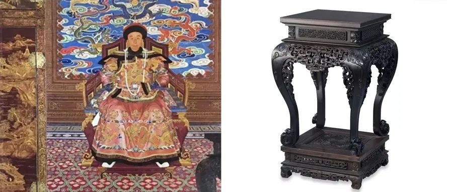雍容奢华 工繁材巨 | 仿乾隆夔龙纹团寿大香几