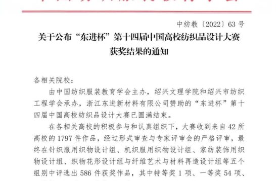 获奖公布|东进杯”第十四届中国高校纺织品设计大赛决赛揭晓