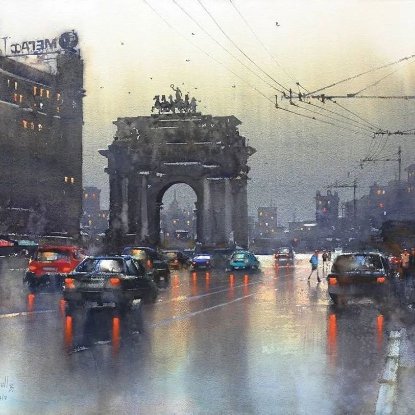 Prafull Sawant 水彩建筑绘画作品