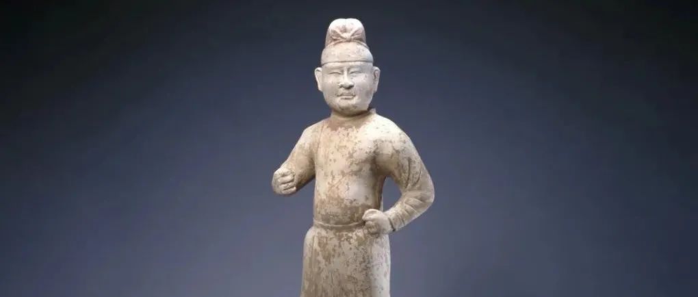 《陶画彩男立俑》唐 中国- 雕塑作品欣赏（三百三十二）