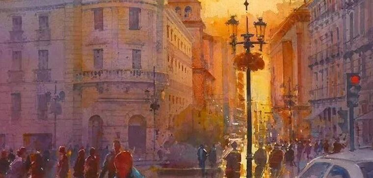 来自英国画家 光色淋漓的水彩街景