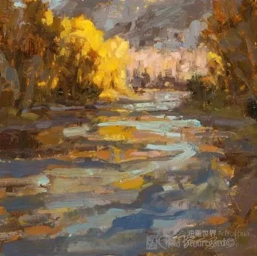 油画风景写生，美国画家丘拉·博雷加德作品