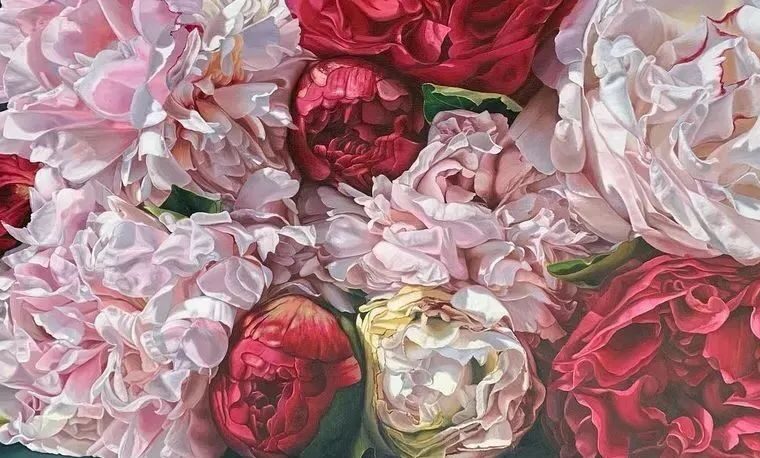 花卉在超写实油画中迸发生命